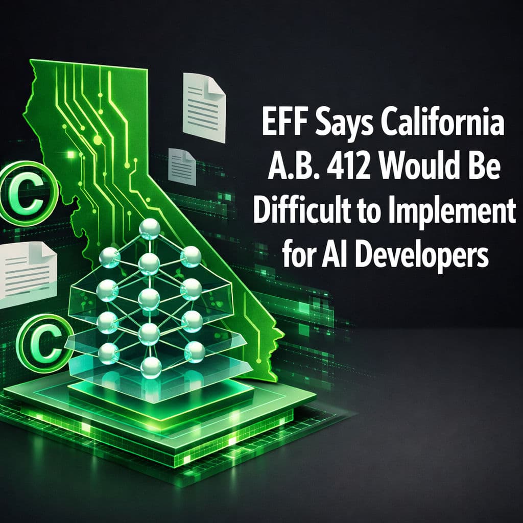 EFF Says California A.B. 412 Would Be Difficult to Implement for AI Developers